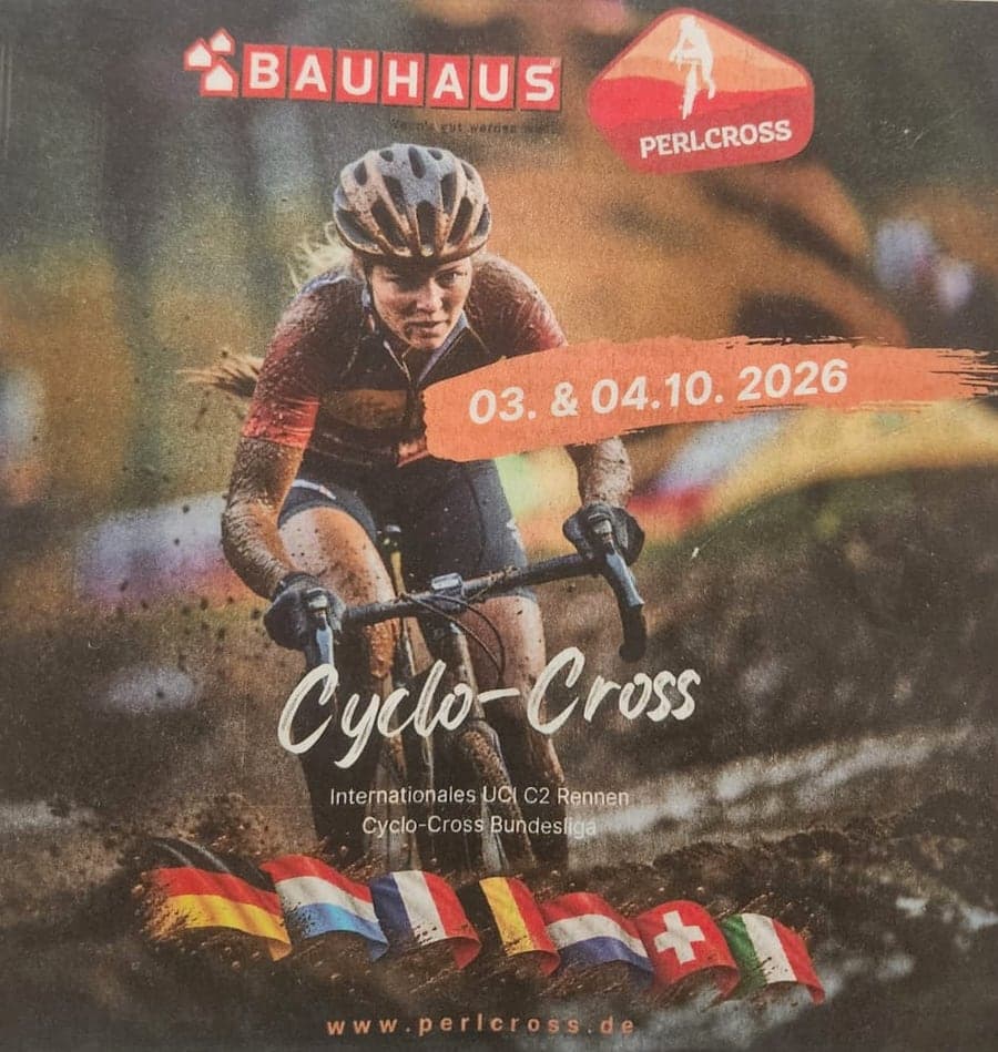 Affiche : BAUHAUS PERLCROSS, cyclo-cross, course internationale UCI C2 et Cyclo-Cross Bundesliga, 03 et 04.10.2026, www.perlcross.de