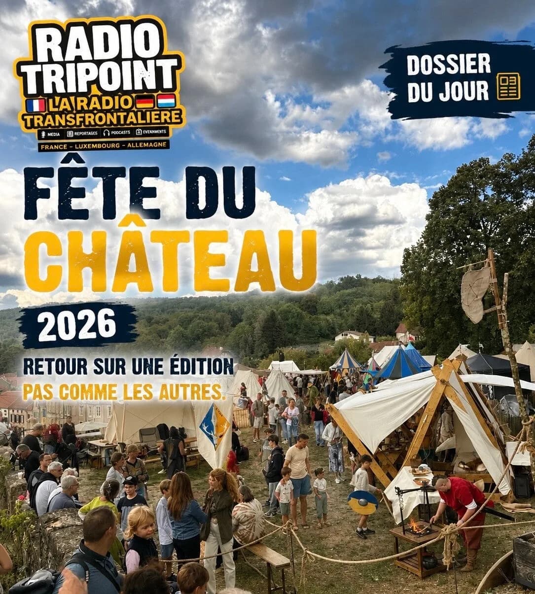 Visuel « Fête du château 2026 » : une foule entre des tentes de campement d'inspiration médiévale.