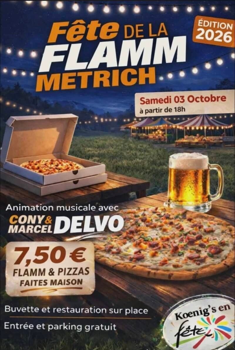 Affiche : Fête de la Flamm à Metrich, samedi 3 octobre à partir de 18 h